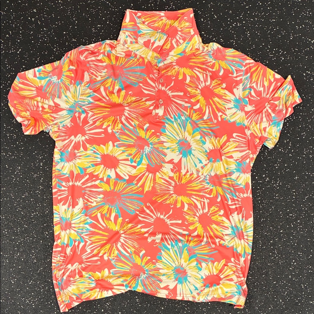 Chubbies Floral Golf Shirt - Red and Yellow